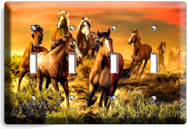 Wild Prairie Horses Beautiful Southwest Sunset 4GANG Light Switch Plate Hd Decor - £14.95 GBP