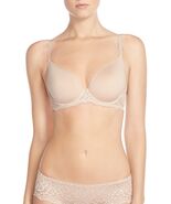 Simone Perele 12A316 Caresse 3D Plunge Spacer Bra US Sz 38E Peau Rose - $31.88