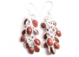 Grape Bunch Sun Stone Handcrafted Silver Plated Good-looking Earrings Female - £24.07 GBP
