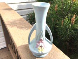 Hull Orchid Art Pottery #306 6 3/4” Tall Blue Vase Late 1930s - £35.30 GBP