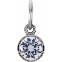Sterling Silver 4mm Round Cubic Zirconia April Birthstone Charm - £66.56 GBP
