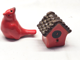Vintage Cardinal &amp; Birdhouse Salt &amp; Pepper Shaker Set - Farmhouse Country - $9.98