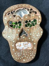 Magnificent Magical Carved Wood &amp; Inset Glass Skull Shamanic Power Pendant - $80.00