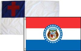 2x3 Christian Christ &amp; State Missouri 2 Pack Flag Wholesale Combo 2&#39;x3&#39; Banner G - £7.56 GBP