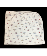 Vitamins Baby Blanket Sailboats Lighthouses Nautical White Blue Cotton S... - $54.86 CAD