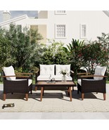 GO 4-Piece Patio Rattan Furniture Set, Brown/Beige - $573.05 CAD