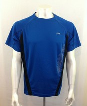 Fila Men&#39;s Blue Black Short Sleeve Polyester Crew Neck Athletic Shirt Si... - £7.03 GBP