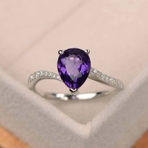 925 Sterlingsilber Natürlich Zertifiziert 3 CT Amethyst Verlobungsring für Ihr - £49.49 GBP