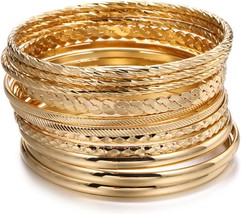 12 PCS Gold Bangle Bracelets for Women - $25.74