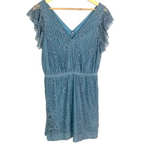 Madewell Lace Flutter Sleeve Mini Dress Blue Sz 10 V-Neck Concert Guest ... - $24.75