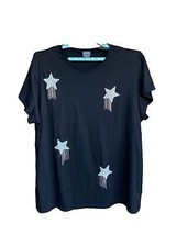 Arula Black Bling Glitter Tassels Rhinestone Shooting Stars Patch shirt Dress 3X - £52.93 GBP