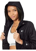 Starter Women&#39;s Waterproof Breathable Windbreaker Jacket Sz Small Black - £19.46 GBP