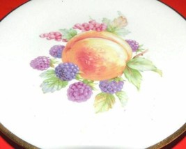 One Round Decorative Plate 7.75&quot; Germany Schwarzenhammer 90 Fruit Gold R... - $7.19