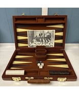 Vtg Backgammon Set 1970&#39;s Corduroy Faux Leather Travel Case 10&quot; x 15&quot;  *... - £21.17 GBP