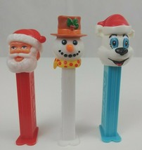 Vtg Lot of 3 Christmas Pez Dispensers Santa Polar Bear,&amp; Snowman In Brown Hat (B - £6.97 GBP