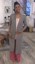 Lisa Rinna Light Taupe colored Open Front Duster Cardigan Petite M New A349922 - $20.69
