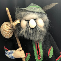 Antique German Doll hobo mountain man basket bindle stick wool feather hat 1930 - £97.78 GBP