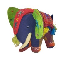 Odel Plush Embroidered elephant handloom handmade fabric Sri Lanka 7&quot; - £9.85 GBP