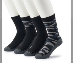 New Men&#39;s Columbia Camo Crew Sock 4-pack Shoe Size 6-12 BLACK/GRAY - £23.35 GBP