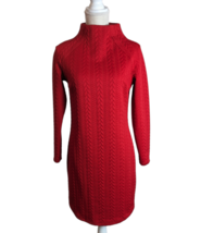 Womens Red Textured Cable Knit Long Sleeve Mock Neck Shift Dress Size Small - £26.01 GBP