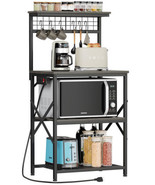 Kitchen Bakers Rack with Power Outlet, Coffee Bar Station with Storage 4... - $283.49