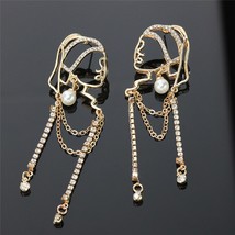 S925 Needle Hot Pearl Crystal Chain Portrait Earrings Pendant Vintage Personalit - £10.20 GBP