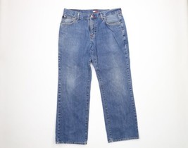 Vintage 90s Tommy Hilfiger Mens 34x30 Distressed Spell Out Baggy Wide Leg Jeans - £54.49 GBP