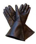 Leather Gauntlet Gloves Black Medium (med) Long Arm Cuff - $29.70