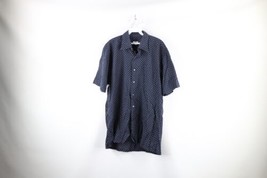 Vintage 70s Streetwear Mens Large Faded Polka Dot Collared Button Shirt Blue USA - £38.88 GBP