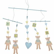 Gisela Graham Wooden Teddy Decorative Hanging Mobile Baby Boy - £15.30 GBP