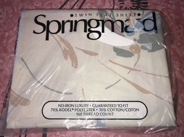 Springmaid ~ NOS Vtg Floral Twin Flat Sheet Off White USA 1970&#39;s 1980&#39;s - £11.77 GBP
