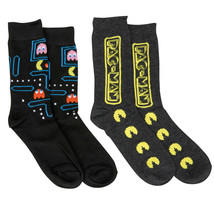 Pac-Man Maze and Logo Men&#39;s Crew Socks 2-Pack Multi-Color - £12.07 GBP