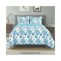 Floral Bedspread Set   White with Blue Flowers Full/Queen &amp; King Size - £50.94 GBP+