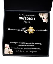 Swedish Mom Bracelet Gifts - To My Awesome Mom - Sunflower Bracelet Jewelry  - £39.27 GBP