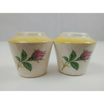 Vintage Ceramic Yellow And White With Roses Salt &amp; Pepper Shakers - £6.89 GBP