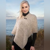 Aran Sweater Market Cable Wool Poncho in Skiddaw One Size NEW - $47.52