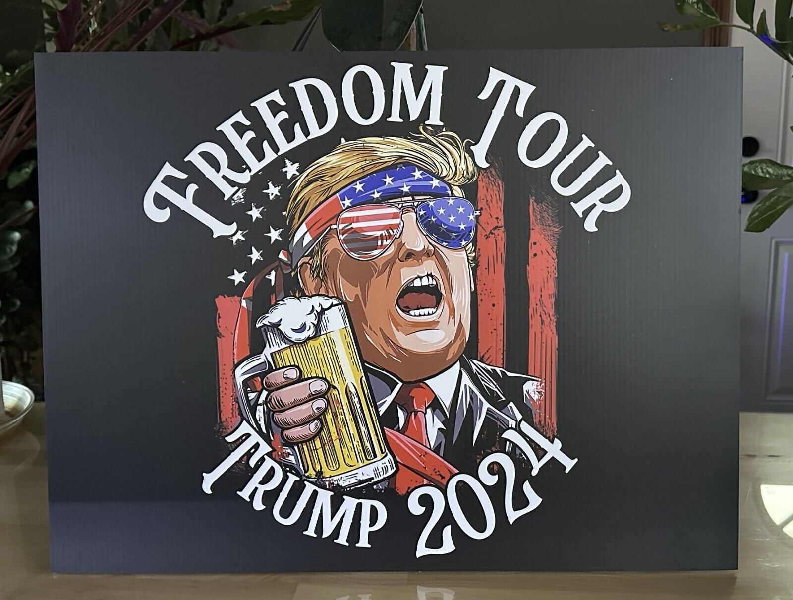 Primary image for Trump 2024 "FREEDOM TOUR - TRUMP 2024" Political Yard Sign w/Stake - 24" x 18"