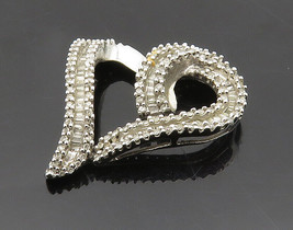 10K GOLD - Vintage Genuine Diamonds Open Love Heart Pendant - GP033 - £189.06 GBP