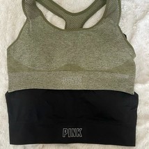 Victoria’s Secret Pink Sports Bras Black Green Size Large (2) - £28.42 GBP