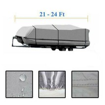 21 22 23 24 Ft Boat Cover Gray 600D Oxford Fabric Trailerable Heavy Duty Pontoon - £75.93 GBP