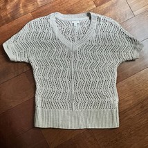 Sonoma Open Knit Sweater Cap Sleeve Size XS V-Neck Beige Taupe Light Layer - $9.69