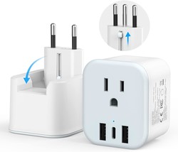 European Travel Plug Adapter International Power Plug Adapter with USB C... - £28.04 GBP