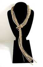 MANOUK Cream STONES &amp; GLASS BEADS NECKLACE Vintage 10 Strand Looped Lari... - $79.19 CAD