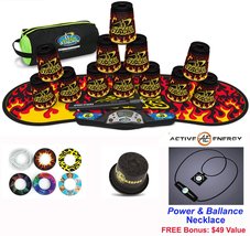 Speed Stacks Combo Set &#39;The Works: 12 Black Flame 4&quot; Cups &amp; Gen 3 Mat, G... - $191.84