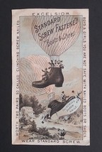 Standard Screw Fastened Boots &amp; Shoes Hot Air Balloon Trade Card c1880s - £15.42 GBP