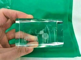 Vintage Elephants Africa asia Nature babies baby Acrylic Lucite Paperweight Cube - £15.49 GBP