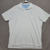 Johnnie-O Polo Shirt Mens XL Stretch Short Sleeve Golf Striped Blue White - $28.87