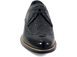 Stacy Adams Mens Dayton Black shoes Wing Tip Ostrich print Shiny Dressy 00375-01 image 7