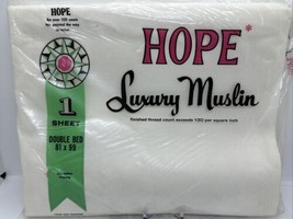 Vintage HOPE White Luxury Muslin Double Full Flat Sheet 100% Cotton NEW ... - $12.19