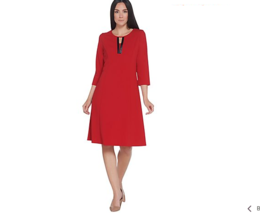 Dennis Basso Luxe Crepe Split-Neck Dress with Faux Leather Cranberry Plu... - £17.64 GBP